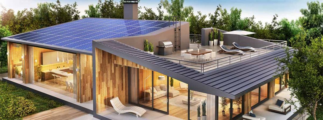 Tejas solares en una vivienda unifamiliar